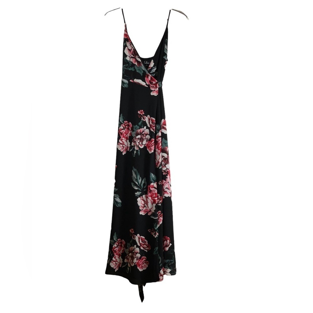 Lulus black floral wrap maxi dress. Size small. GUC - Picture 6 of 9